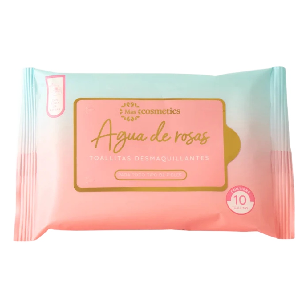 Toallitas Desmaquillantes Agua De Rosas Miis Cosmetics X10 TDD03 — Miis-Cosmetics, Cuidado del Rostro